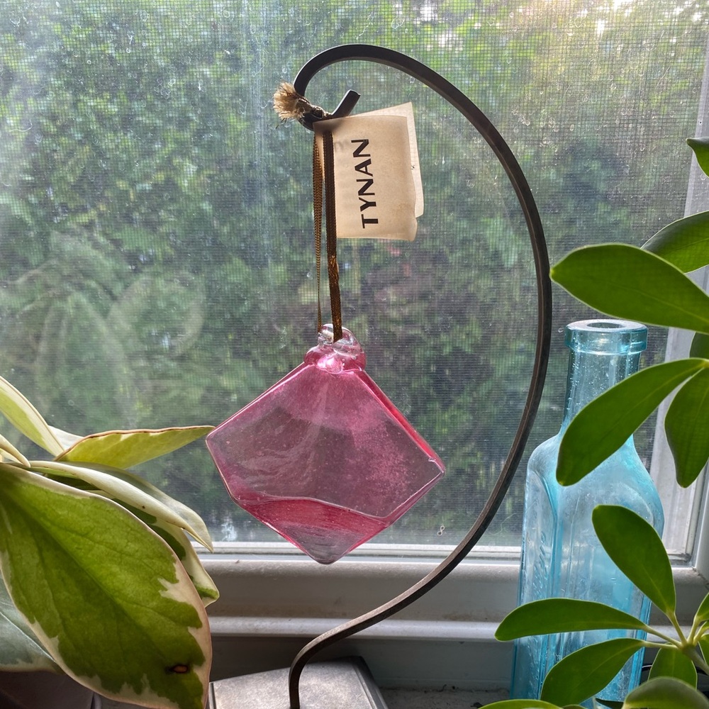 Tynan hand blown glass ornament with holder; circa 2002